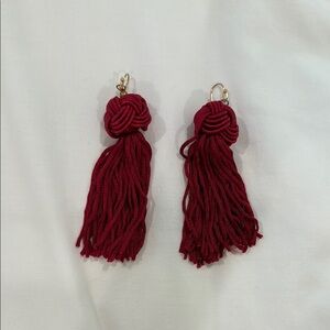 Maroon Tassel Drop Earrings
